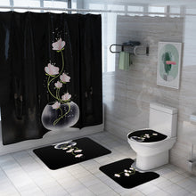 Load image into Gallery viewer, Colorful Tulip Lotus Flowers Trees Shower Curtain Sets Non-Slip Rugs Toilet Lid Cover and Bath Mat Waterproof Bathroom Curtains