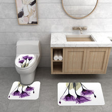 Load image into Gallery viewer, Colorful Tulip Lotus Flowers Trees Shower Curtain Sets Non-Slip Rugs Toilet Lid Cover and Bath Mat Waterproof Bathroom Curtains