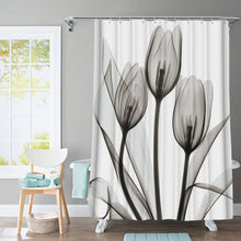 Load image into Gallery viewer, Colorful Tulip Lotus Flowers Trees Shower Curtain Sets Non-Slip Rugs Toilet Lid Cover and Bath Mat Waterproof Bathroom Curtains