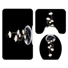 Load image into Gallery viewer, Colorful Tulip Lotus Flowers Trees Shower Curtain Sets Non-Slip Rugs Toilet Lid Cover and Bath Mat Waterproof Bathroom Curtains
